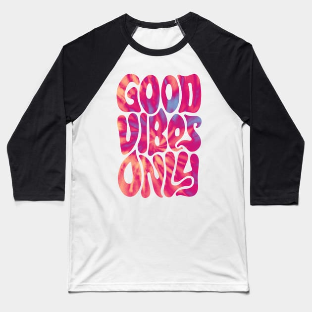 Good Vibes Only | Peach Baseball T-Shirt by visionarysea